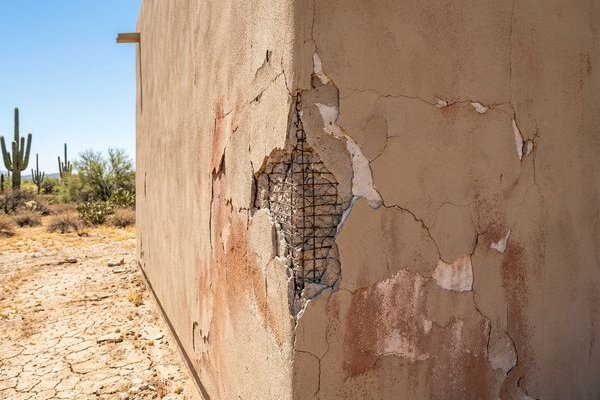 Damaged stucco corner