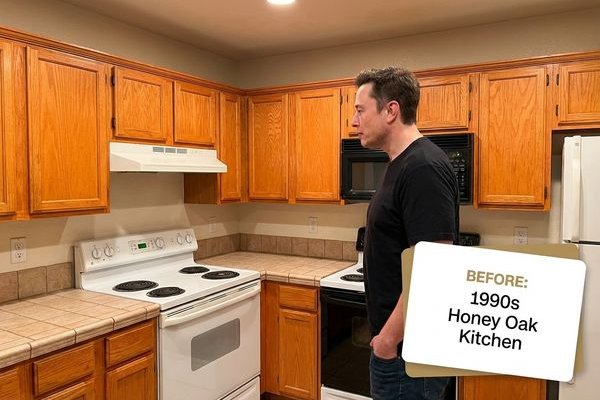 Dated honey oak kitchen cabinets