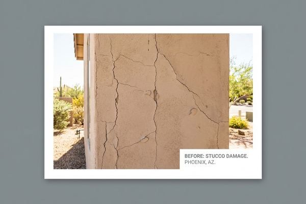 Multiple stucco cracks on exterior wall