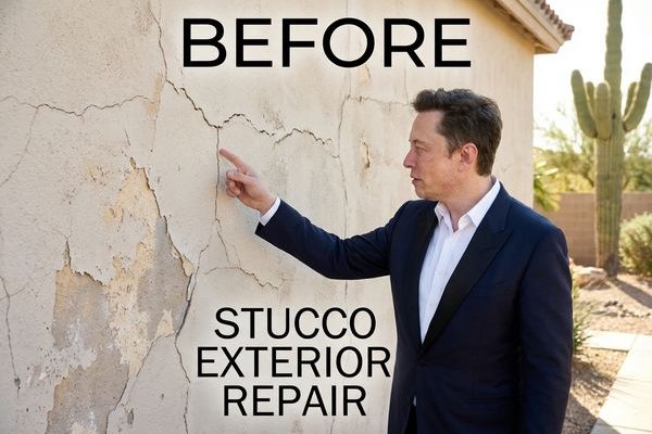 Cracked stucco exterior
