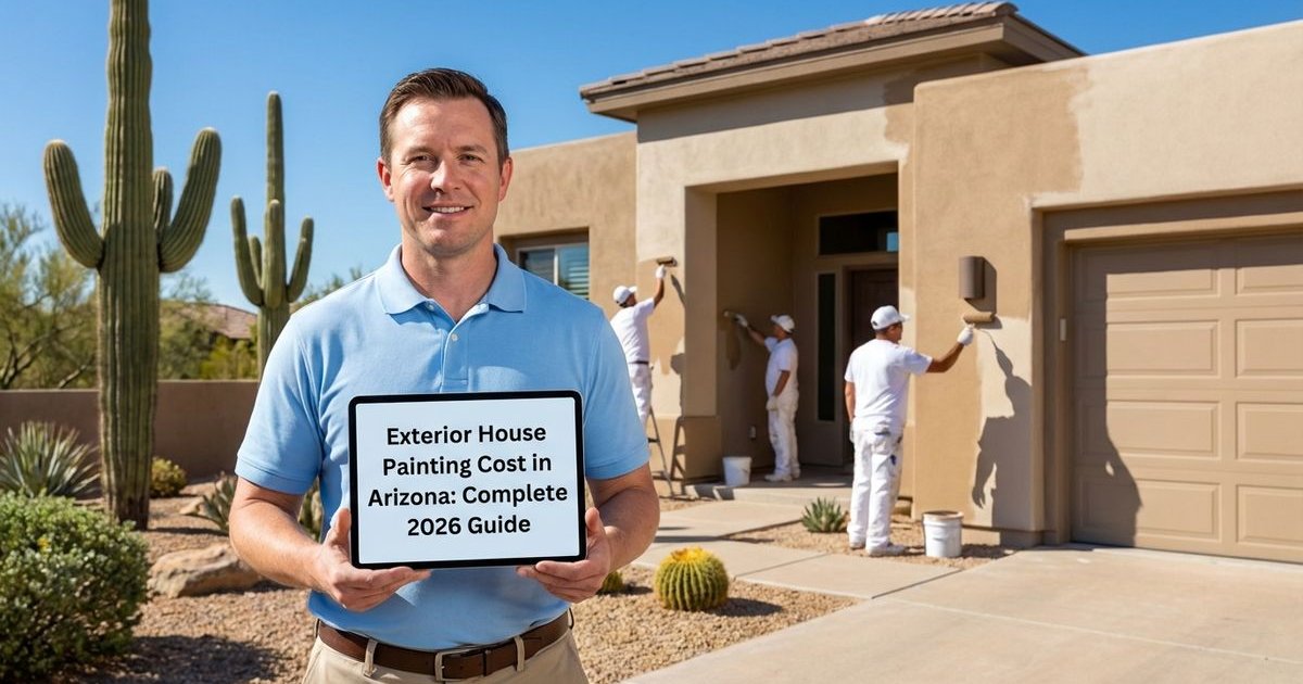 Painter estimating exterior painting cost for Phoenix home