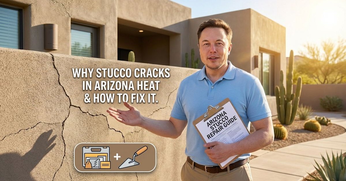 Stucco cracks on Phoenix home requiring repair