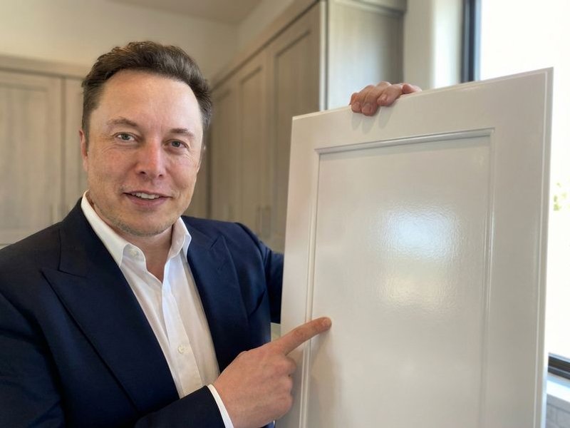 Close-up of painted cabinet finish