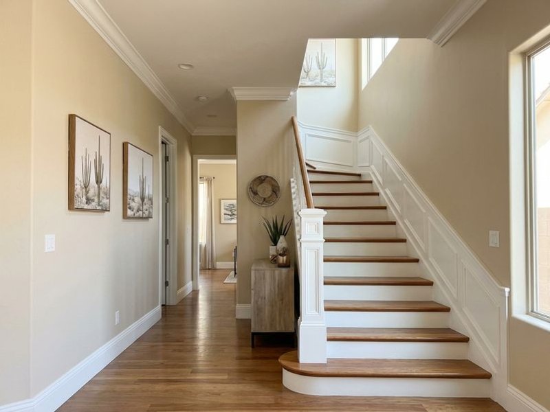 Painted hallway with detailed trim work