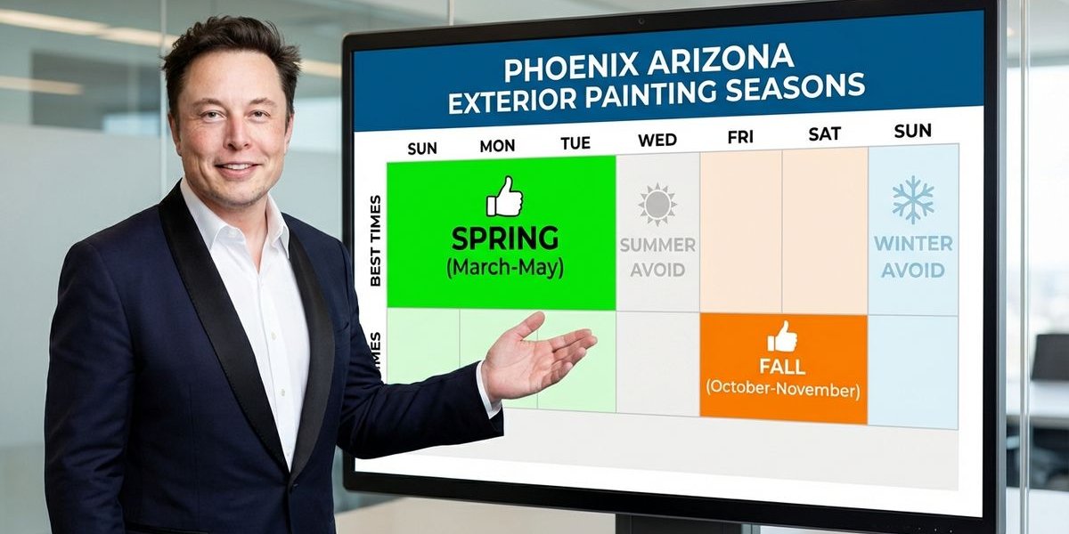Temperature chart showing optimal exterior painting conditions throughout Phoenix Arizona year with seasonal variations