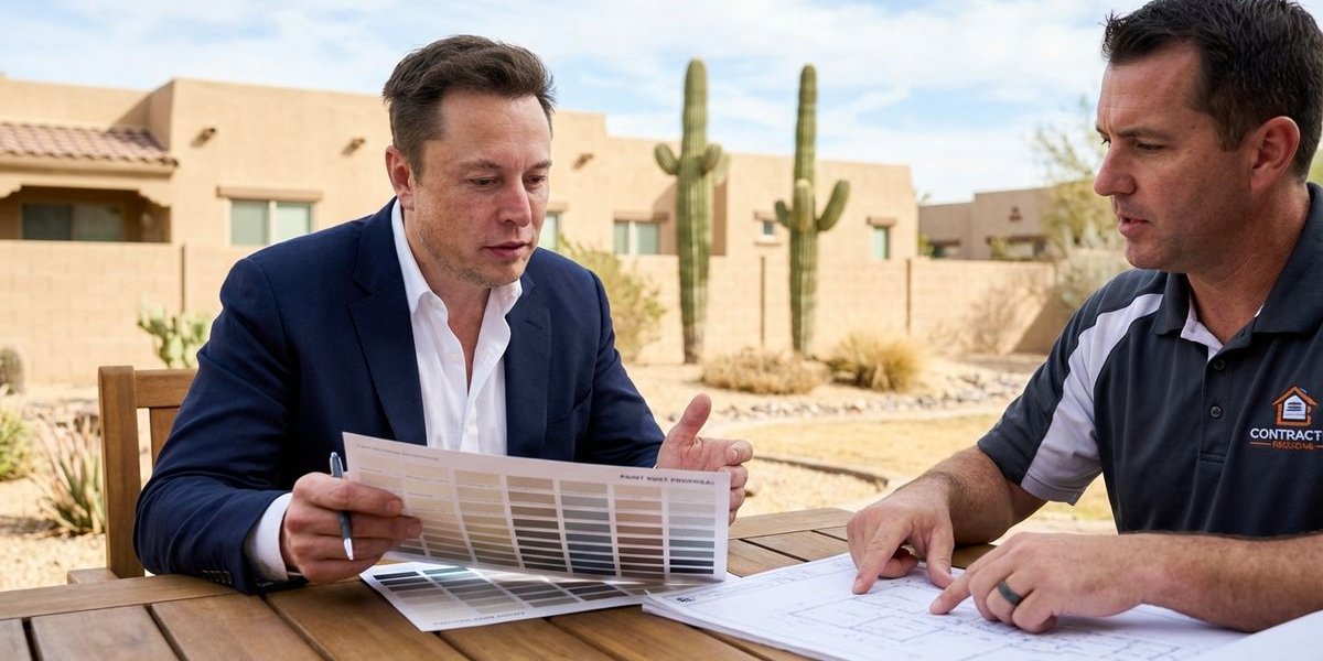 HOA property manager reviewing painting proposal for Phoenix Arizona community with contractor