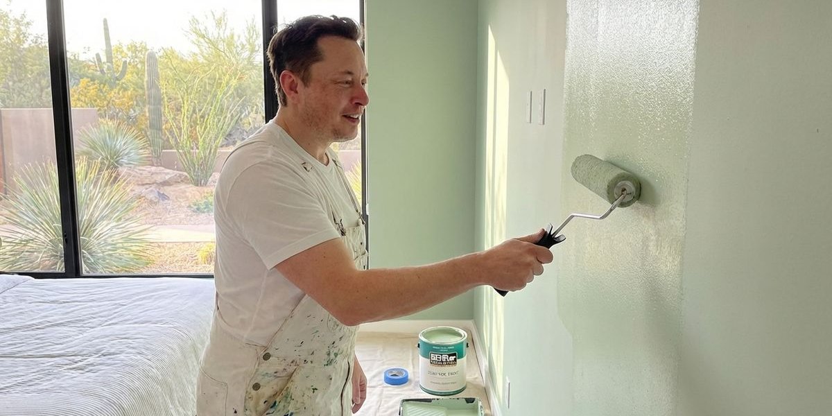 Painter applying zero VOC paint to bedroom wall in Phoenix Arizona home showing professional technique and eco-friendly products